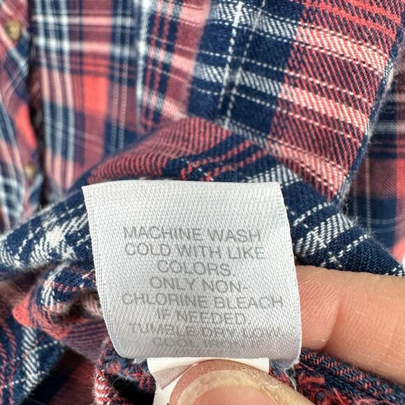 J Jill Denim Tunic LARGE Lagenlook Oversized Flannel Plaid Button Down Shirt - Picture 10 of 14